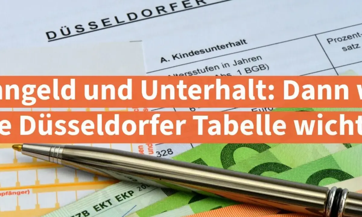 Düsseldorfer Tabelle: Wird Kindesunterhalt beim Wohngeld angerechnet? Stift auf Geldscheinen und Dokumenten.