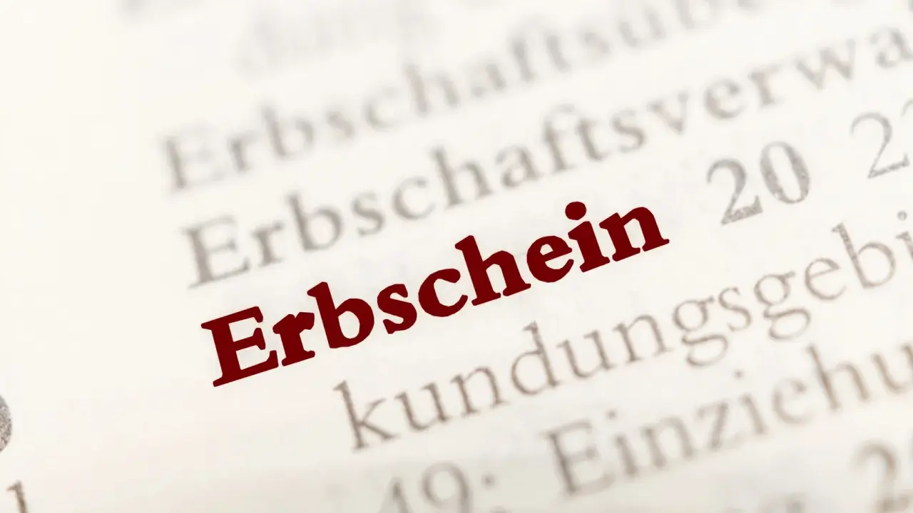 Der Begriff "Erbschein" ist rot hervorgehoben. Er kann die Grundlage für Erbschaftsstreitigkeiten sein, wenn jemand nicht zustimmen kann.