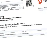 Antrag auf Auszahlung des Kindergeldes. Formular zur Beantragung von Kindergeld, ähnlich einer kindergrundsicherung tabelle.