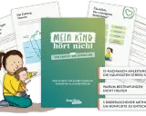Wenn die Kindesmutter kooperiert nicht, hilft dieser Guide. Illustration zeigt eine Mutter mit Kind und Buchcover "Mein Kind hört nicht".