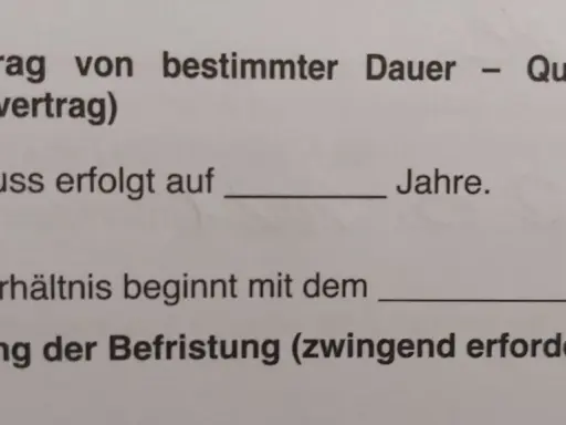 Mietvertrag von bestimmter Dauer. Der Abschluss erfolgt auf X Jahre. Begründung der Befristung (zwingend erforderlich): Eigenbedarf.