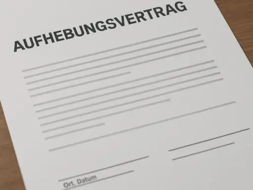 Ein Aufhebungsvertrag, der die Beendigung eines Arbeitsverhältnisses regelt, liegt bereit. Er könnte auch für die Probezeit relevant sein.