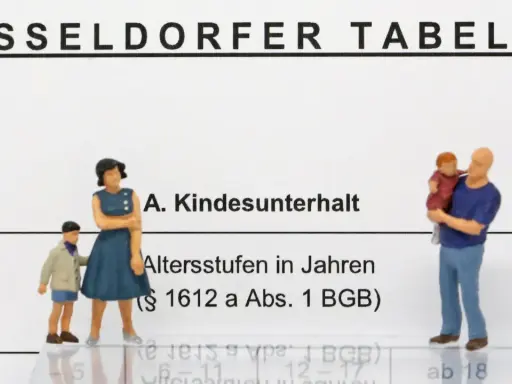 Düsseldorfer Tabelle: Kindesunterhalt. Wie lange zahlt man? Altersstufen in Jahren von 0-18.
