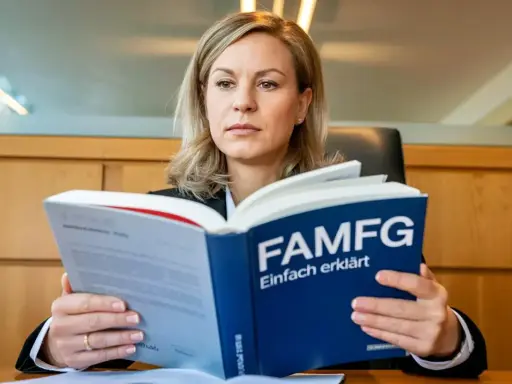 Frau liest im FAMFG-Buch, das das vermittlungsverfahren famfg erklärt.