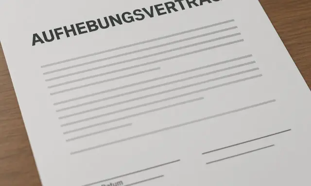 Ein Aufhebungsvertrag, der die Beendigung eines Arbeitsverhältnisses regelt, liegt bereit. Er könnte auch für die Probezeit relevant sein.