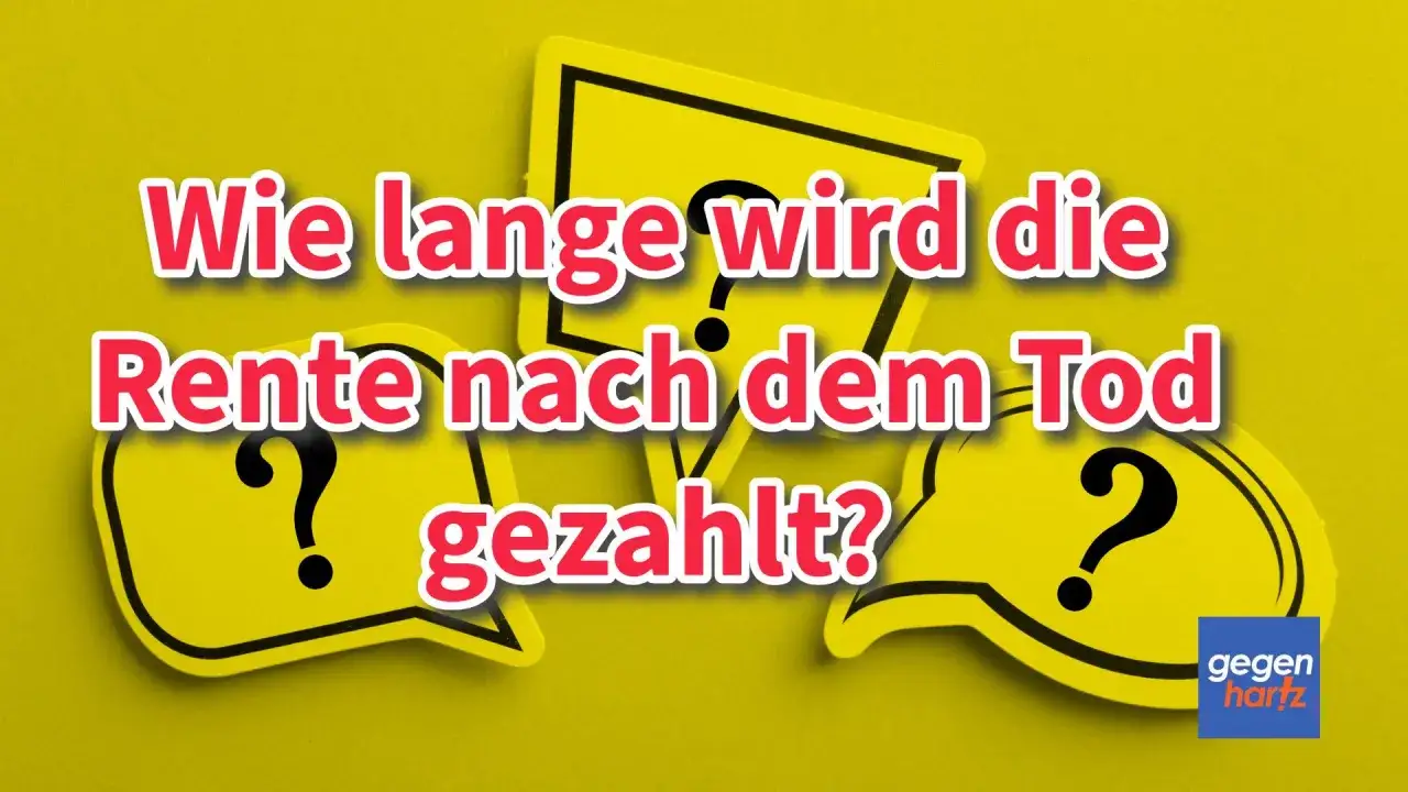 Fragezeichen in Sprechblasen: Wie lange wird die Rente nach dem Tod gezahlt? Informationen zum Versorgungsausgleich nach Tod.