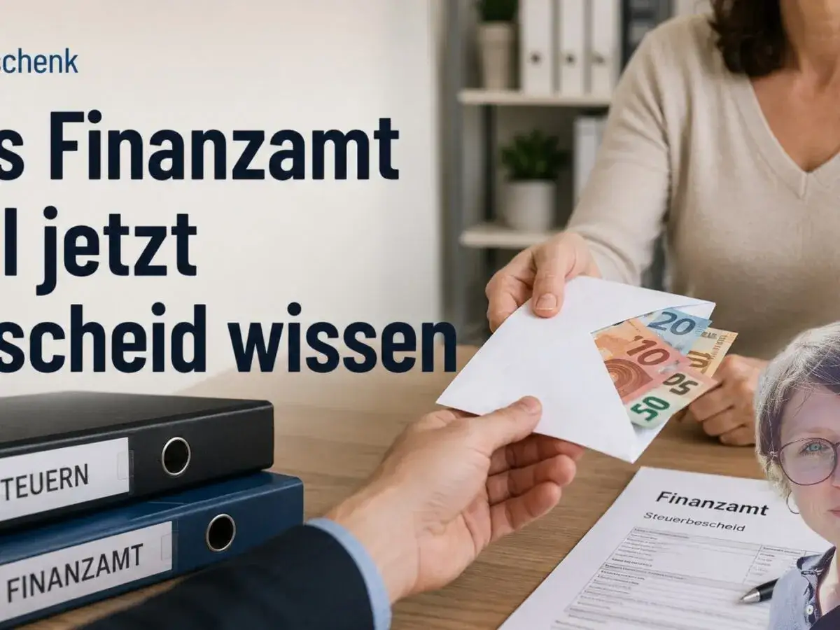 Geldübergabe an das Finanzamt. Informieren Sie sich über den Schenkungssteuer Freibetrag für Fremde, um unerwartete Kosten zu vermeiden.